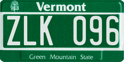 VT license plate ZLK096