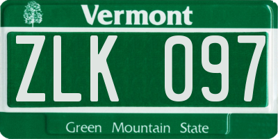 VT license plate ZLK097