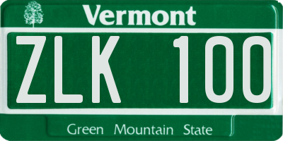 VT license plate ZLK100