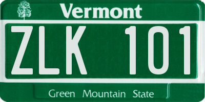 VT license plate ZLK101