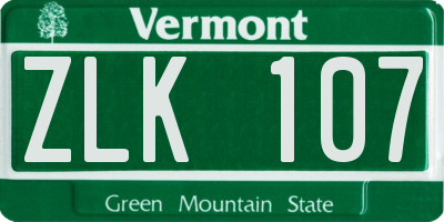 VT license plate ZLK107