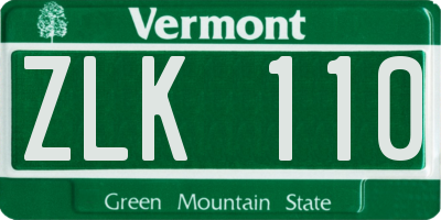 VT license plate ZLK110