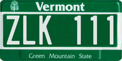 VT license plate ZLK111