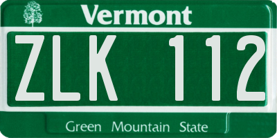 VT license plate ZLK112