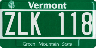 VT license plate ZLK118