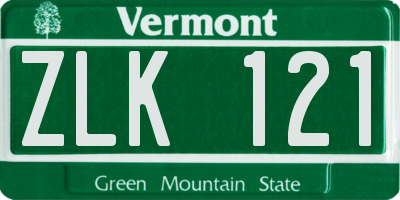 VT license plate ZLK121