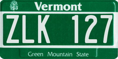 VT license plate ZLK127