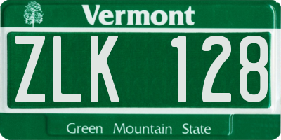 VT license plate ZLK128