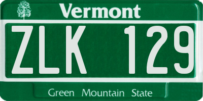 VT license plate ZLK129
