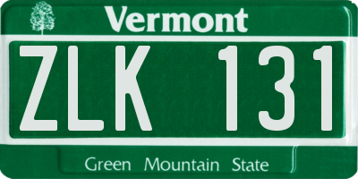 VT license plate ZLK131