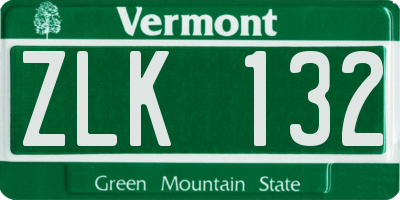 VT license plate ZLK132