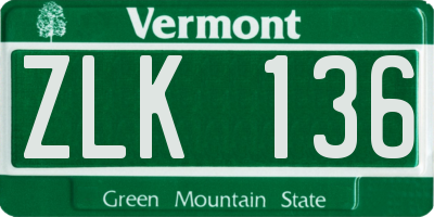 VT license plate ZLK136