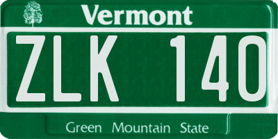 VT license plate ZLK140