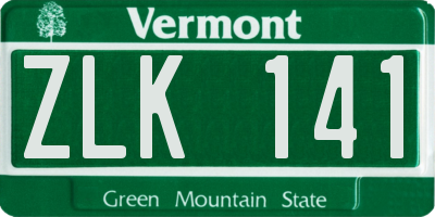 VT license plate ZLK141