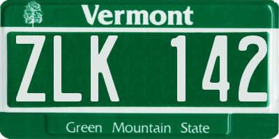 VT license plate ZLK142