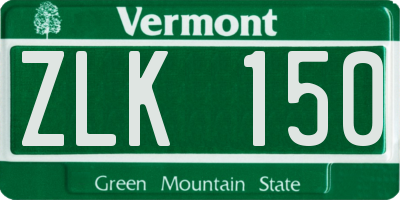 VT license plate ZLK150