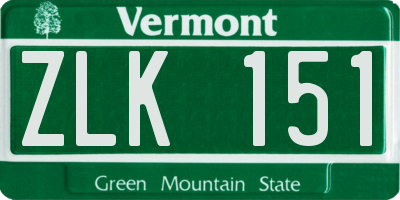 VT license plate ZLK151