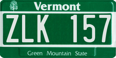 VT license plate ZLK157