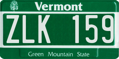 VT license plate ZLK159