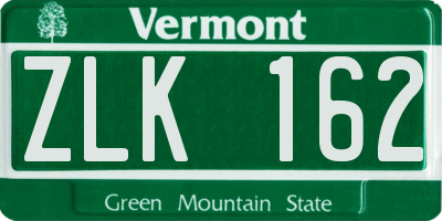 VT license plate ZLK162