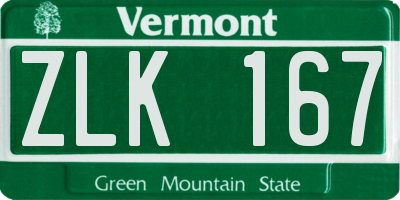 VT license plate ZLK167