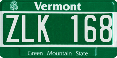 VT license plate ZLK168