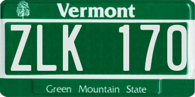VT license plate ZLK170