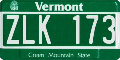 VT license plate ZLK173