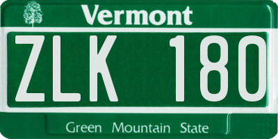VT license plate ZLK180