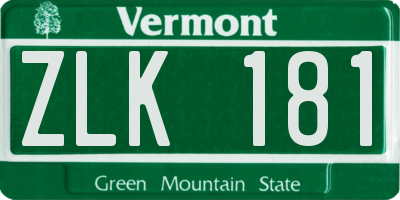VT license plate ZLK181