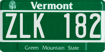 VT license plate ZLK182
