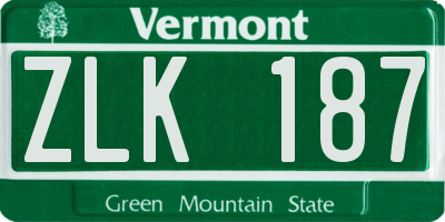 VT license plate ZLK187