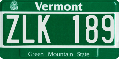 VT license plate ZLK189