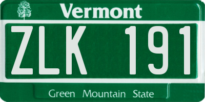 VT license plate ZLK191