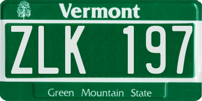 VT license plate ZLK197