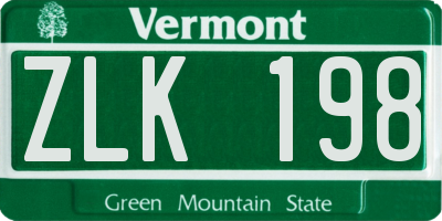 VT license plate ZLK198