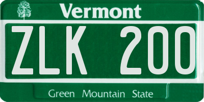 VT license plate ZLK200