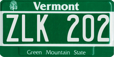 VT license plate ZLK202
