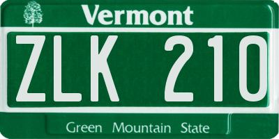 VT license plate ZLK210