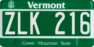 VT license plate ZLK216