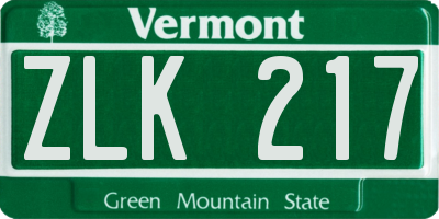 VT license plate ZLK217