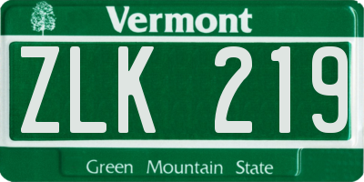 VT license plate ZLK219