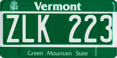 VT license plate ZLK223