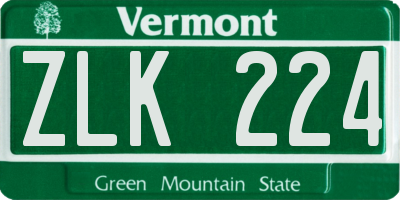 VT license plate ZLK224