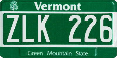 VT license plate ZLK226