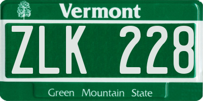VT license plate ZLK228