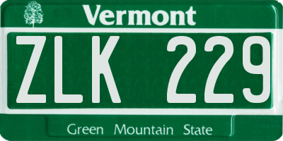 VT license plate ZLK229