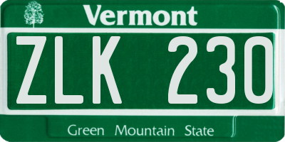 VT license plate ZLK230