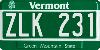 VT license plate ZLK231