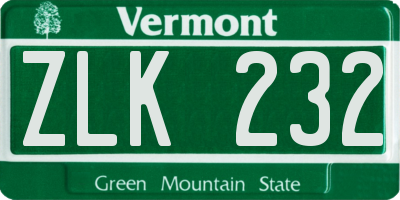 VT license plate ZLK232